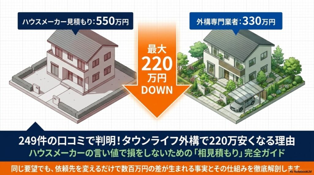 249件の口コミで判明！タウンライフ外構で220万安くなる理由