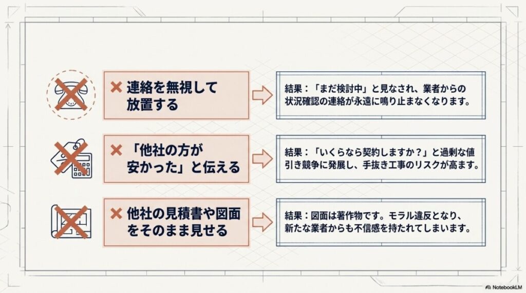 外構の相見積もりでやってはいけない！NGな断り方とマナー