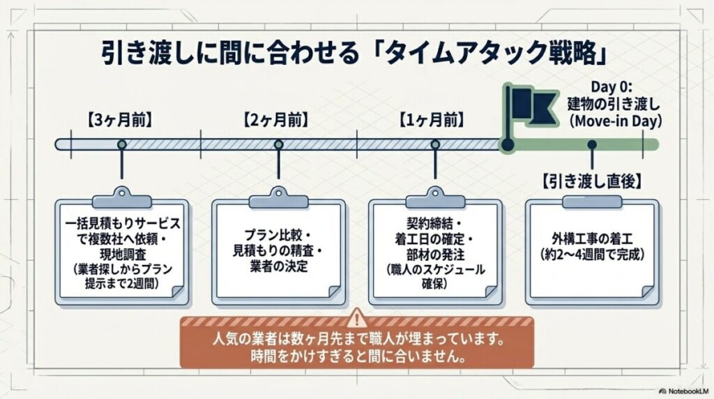 引き渡しまでに外構を間に合わせる！タイムアタック戦略を成功させるコツ