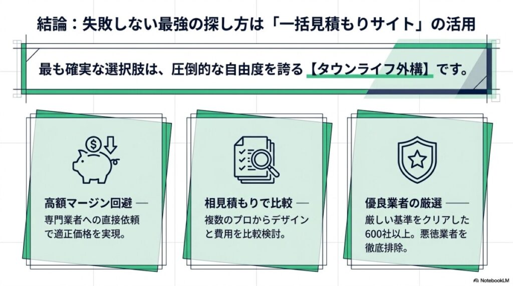 最もおすすめの外構工事業者・一括見積もりサイトはどこ？【結論：タウンライフ外構】