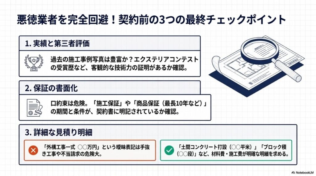 悪徳業者を回避！失敗しない外構工事業者の選び方とチェックポイント