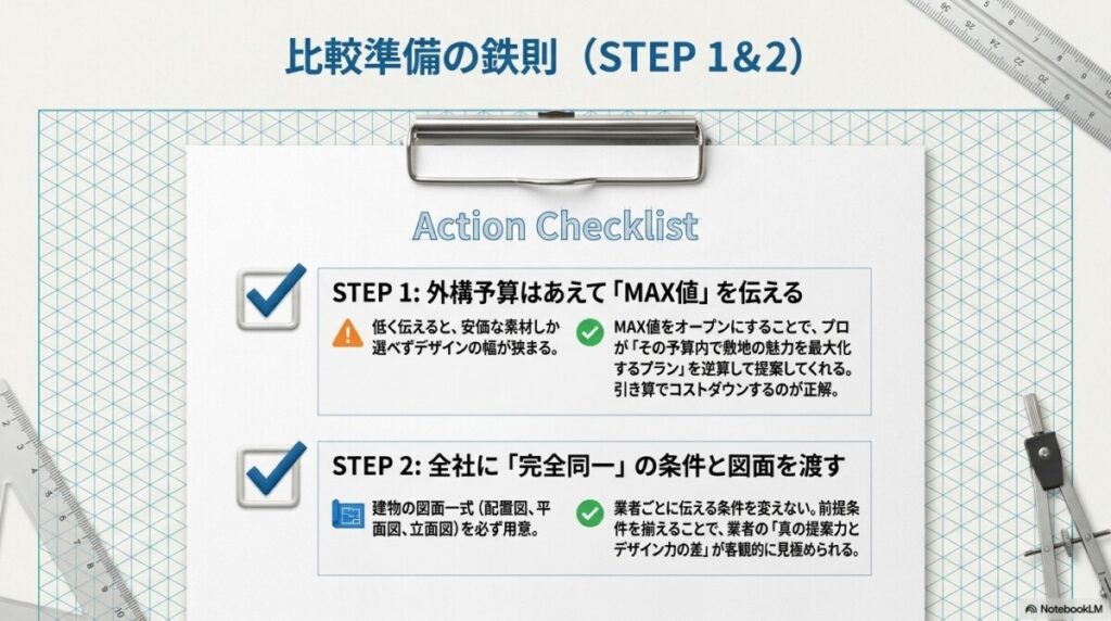外構相見積もりのやり方 STEP1：要望と外構予算（MAX値）を明確にする
