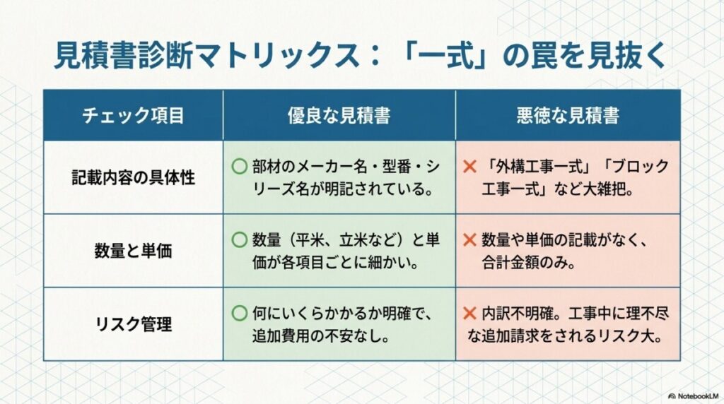 騙されないやり方！外構相見積もり時の見積書の見方と「一式の罠」見抜き方