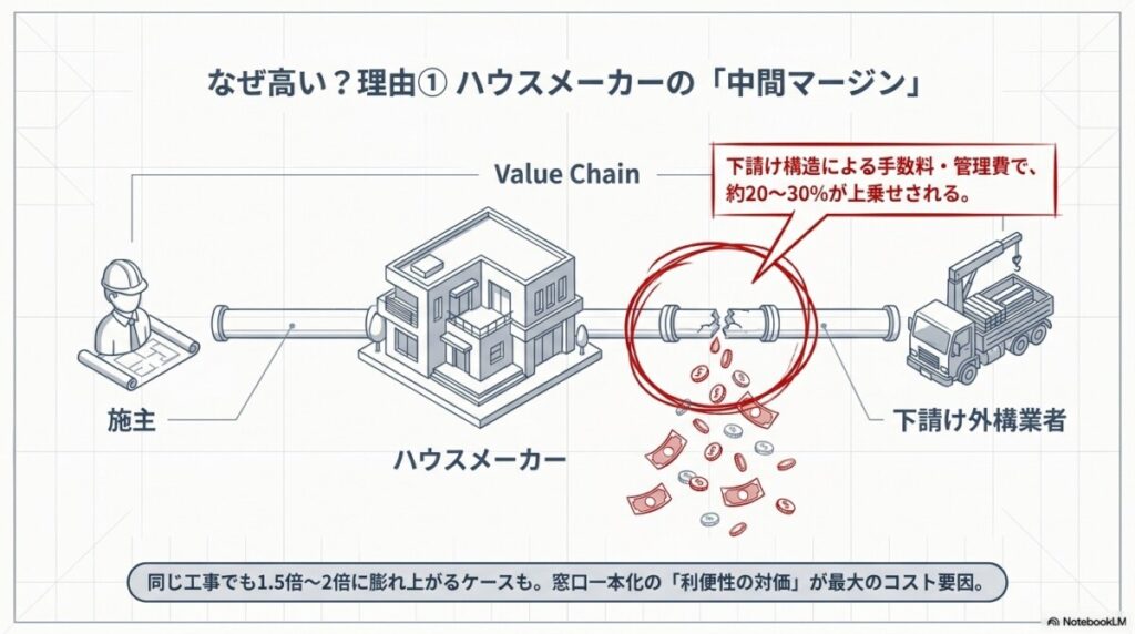 ハウスメーカー特有の「中間マージン（下請け構造）」のカラクリ