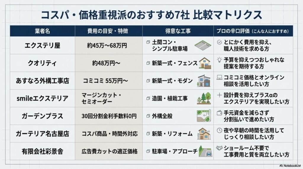 愛知で費用を抑える！コスパ・価格重視派におすすめの外構工事・業者7選