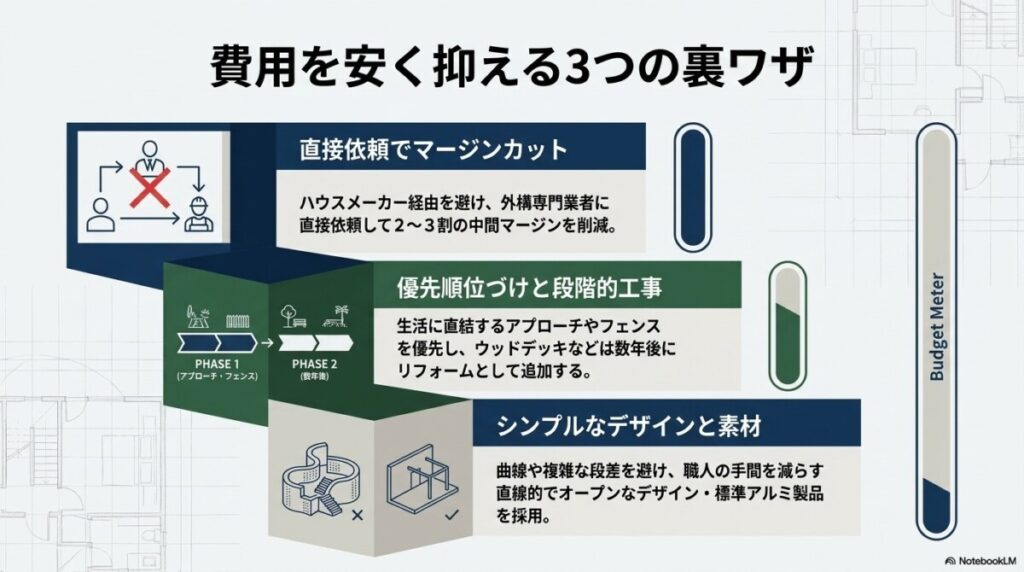 外構工事の費用を安く抑える3つのポイント