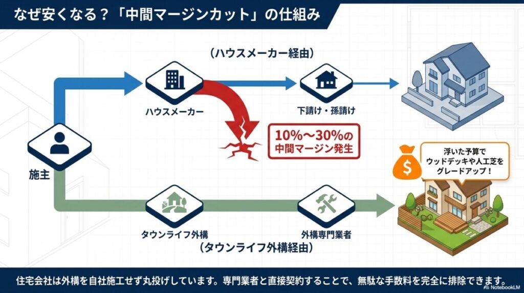 一括見積もりによる「中間マージン」のカットで予算オーバーを防ぐ仕組み