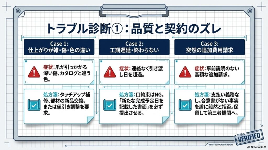 外構工事クレームのよくあるトラブル10の事例とやり直し対処法