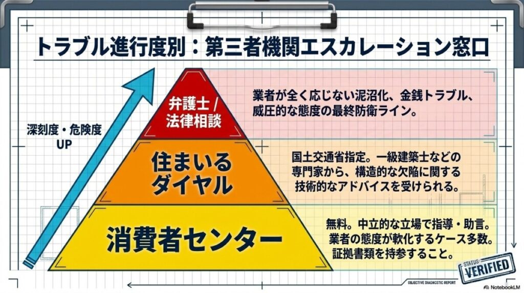 トラブルを相談できる公的機関（消費者センター・弁護士等）