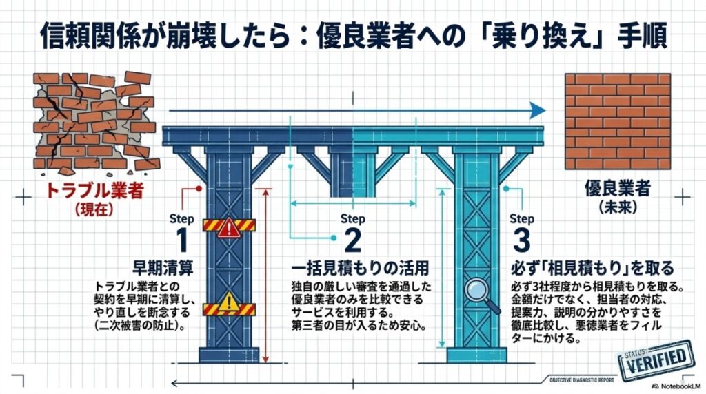 別の業者で外構工事をやり直すなら「一括見積もり」を活用しよう