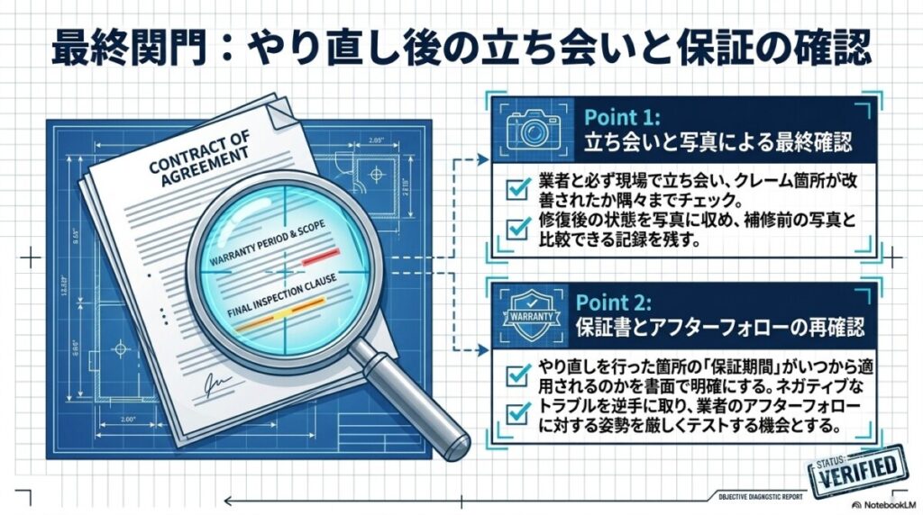 外構工事クレーム解決後のステップ！やり直し後のアフターケアと保証の確認