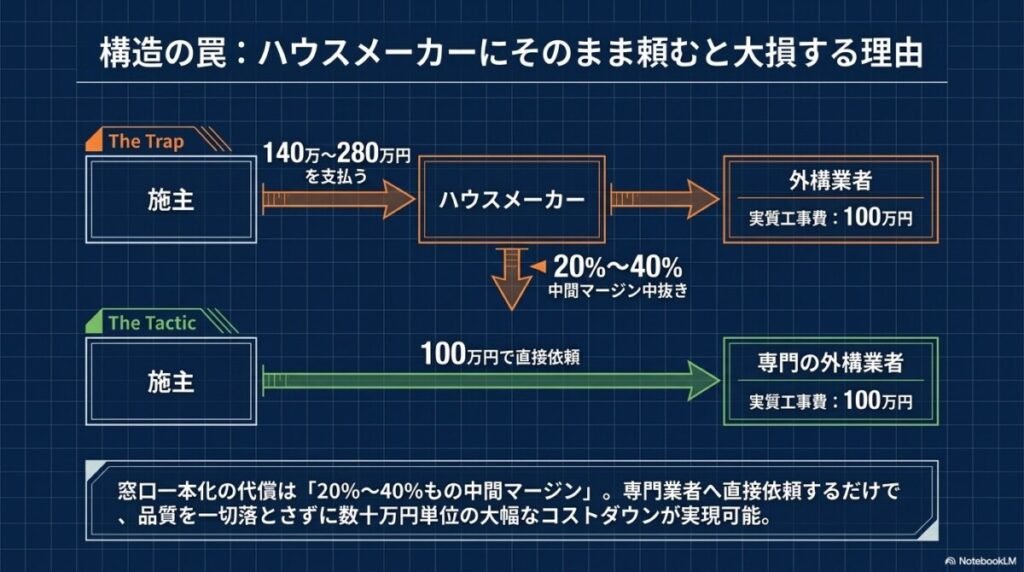 なぜハウスメーカーにそのまま外構工事を頼むと損をするのか？