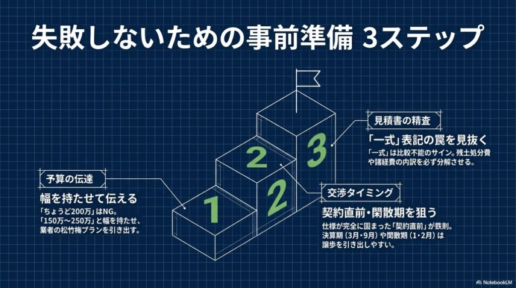 外構工事の値引き交渉を成功に導く！失敗しないための事前準備3ステップ