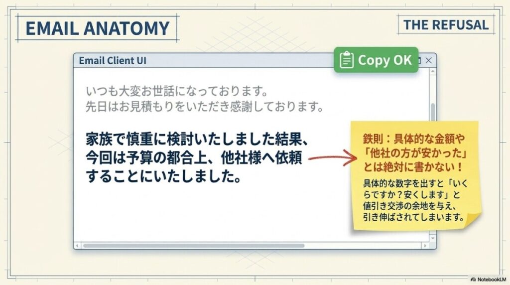 予算オーバーが理由の断り方例文（メール編）