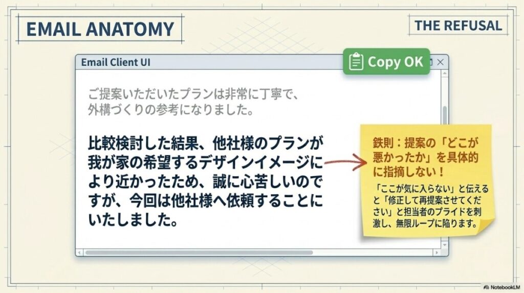プランやデザインが理由の断り方例文（メール編）